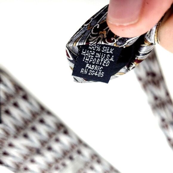 Stafford Executive Collection Gray Maroon Red  Wide Silk Tie - Picture 4 of 6